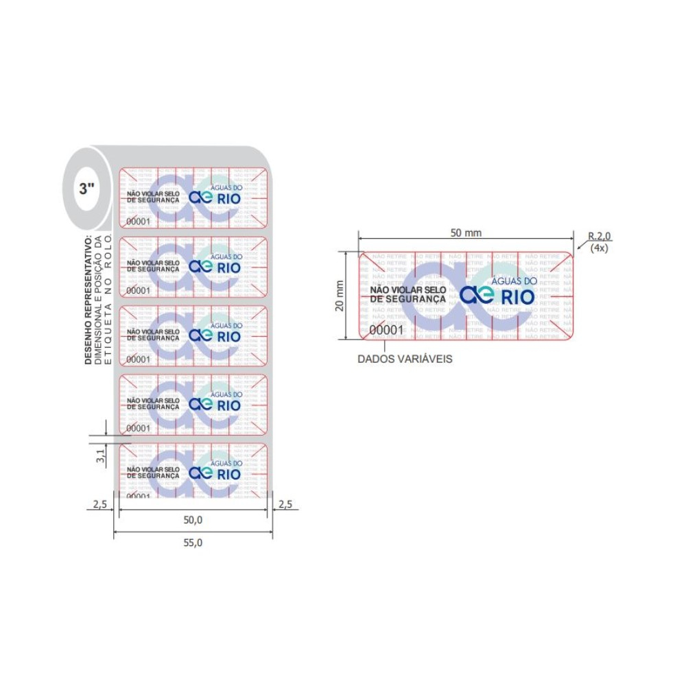 Fita Adesiva Picotada Material BOPP 50x20mm-2310822