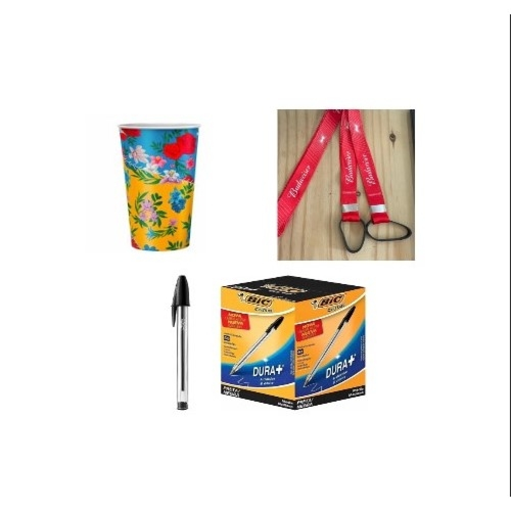 Kit copo eco + tirante borracha+caneta plástica -13083
