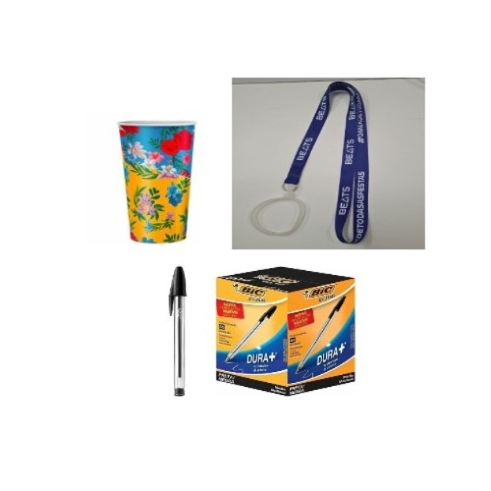 Kit copo eco + tirante silicone + caneta plástica -13084