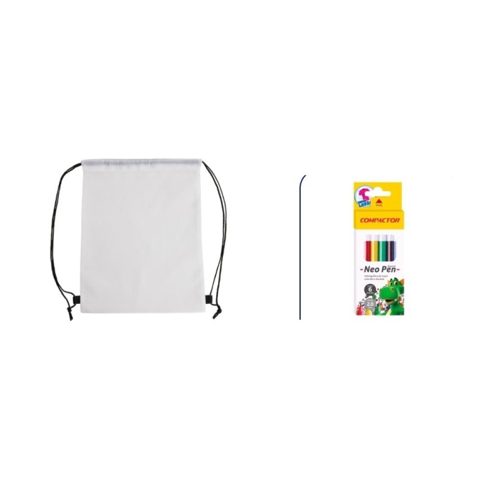 Kit mochila saco + canetinhas para pintar -08091