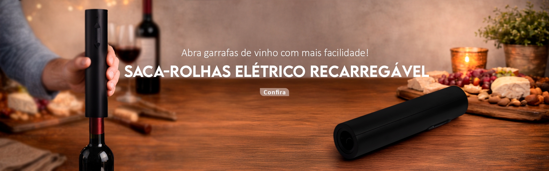 SACA ROLHAS ELÉTRICO RECARREGÁVEL